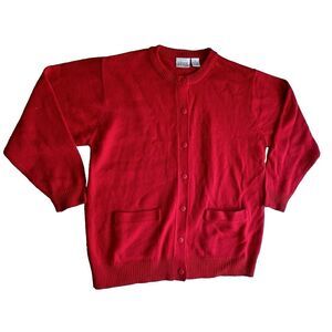 Laura Gayle sweater cardigan womens cozy red button long sleeve size L.